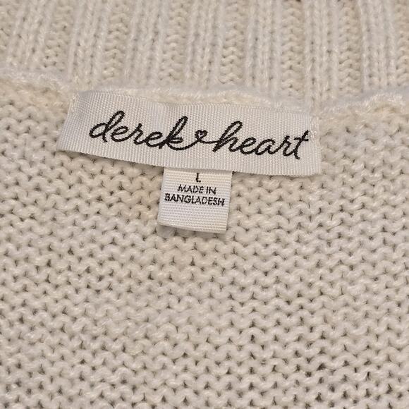 Derek Heart Preppy 90s Womens Cardigan Size Large White Cable Knit Academia NWT - Picture 3 of 12